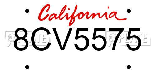 8CV5575 California License Plate