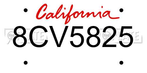 8CV5825 California License Plate