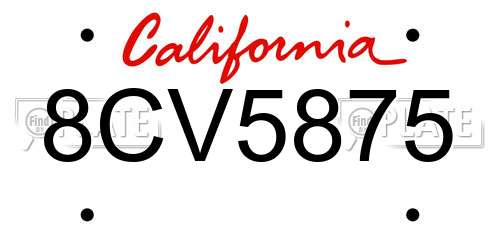 8CV5875 California License Plate