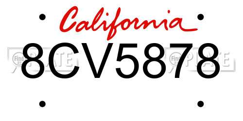 8CV5878 California License Plate