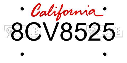 8CV8525 California License Plate