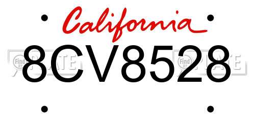 8CV8528 California License Plate