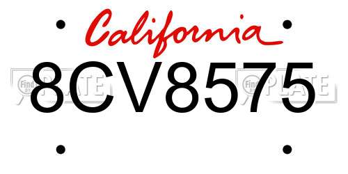 8CV8575 California License Plate