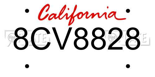8CV8828 California License Plate