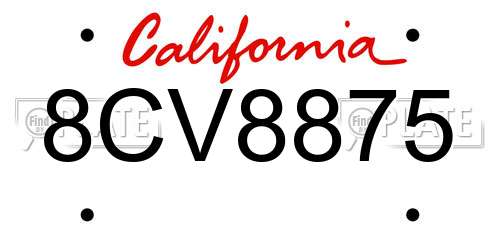 8CV8875 California License Plate