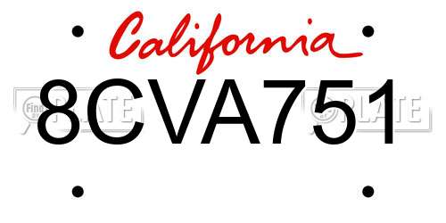 8CVA751 California License Plate