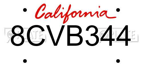 8CVB344 California License Plate