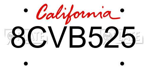 8CVB525 California License Plate