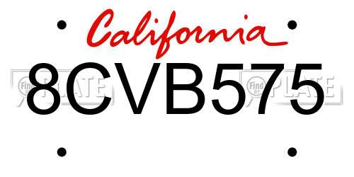 8CVB575 California License Plate