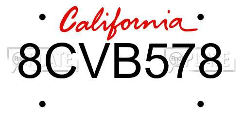 8CVB578 California License Plate