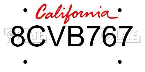 8CVB767 California License Plate