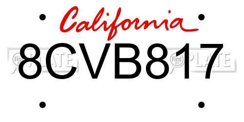 8CVB817 California License Plate