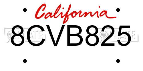 8CVB825 California License Plate