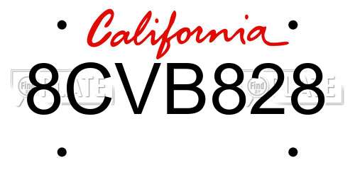 8CVB828 California License Plate