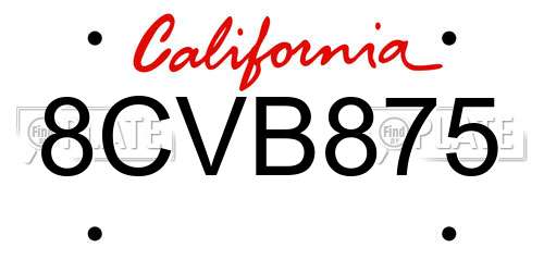 8CVB875 California License Plate