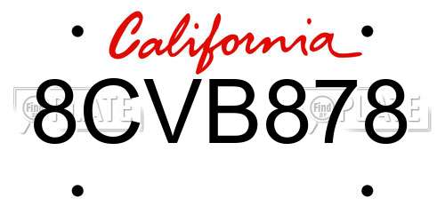 8CVB878 California License Plate