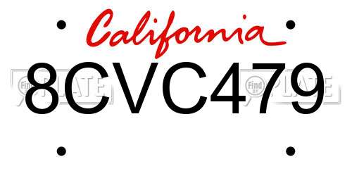 8CVC479 California License Plate
