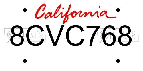 8CVC768 California License Plate