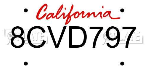 8CVD797 California License Plate