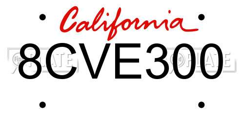 8CVE300 California License Plate