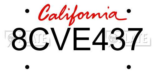 8CVE437 California License Plate