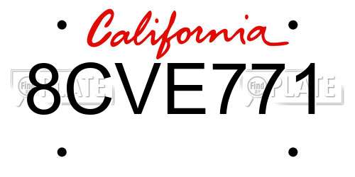 8CVE771 California License Plate