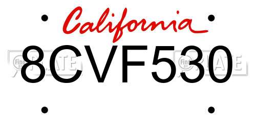 8CVF530 California License Plate