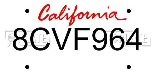 8CVF964 California License Plate