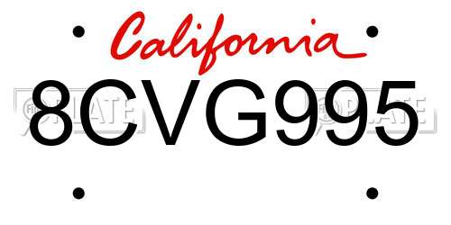 8CVG995 California License Plate