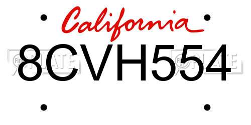 8CVH554 California License Plate