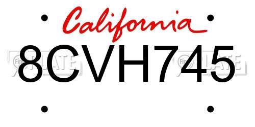 8CVH745 California License Plate