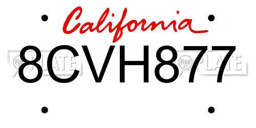 8CVH877 California License Plate