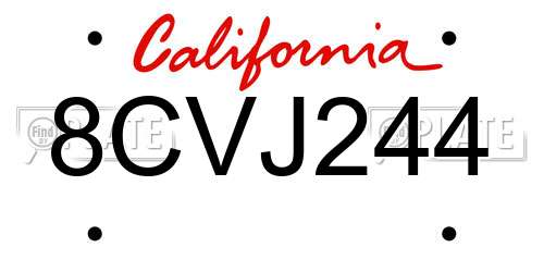 8CVJ244 California License Plate