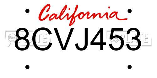 8CVJ453 California License Plate