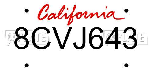8CVJ643 California License Plate