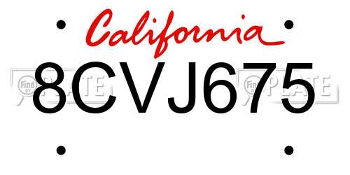 8CVJ675 California License Plate