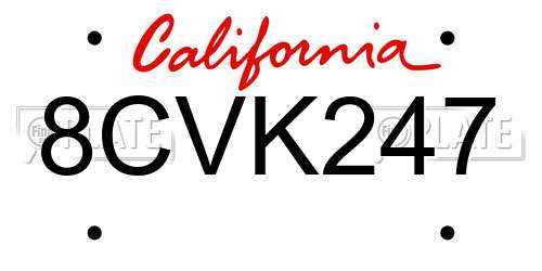 8CVK247 California License Plate