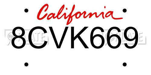8CVK669 California License Plate
