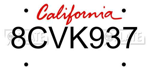 8CVK937 California License Plate
