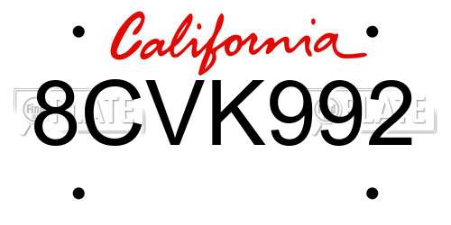 8CVK992 California License Plate