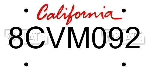 8CVM092 California License Plate