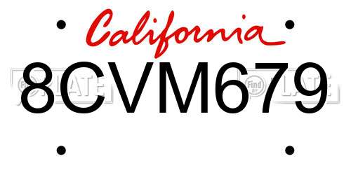 8CVM679 California License Plate