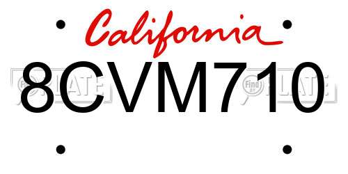 8CVM710 California License Plate