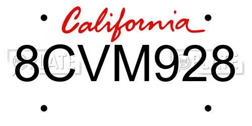 8CVM928 California License Plate