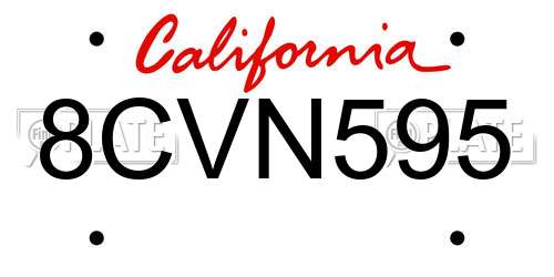 8CVN595 California License Plate