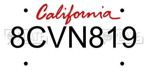 8CVN819 California License Plate
