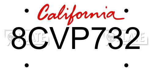 8CVP732 California License Plate