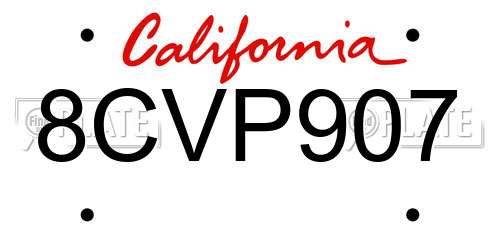 8CVP907 California License Plate