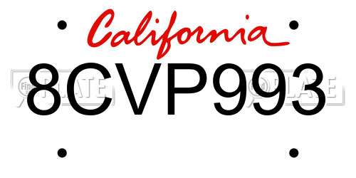 8CVP993 California License Plate