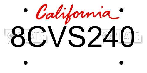 8CVS240 California License Plate